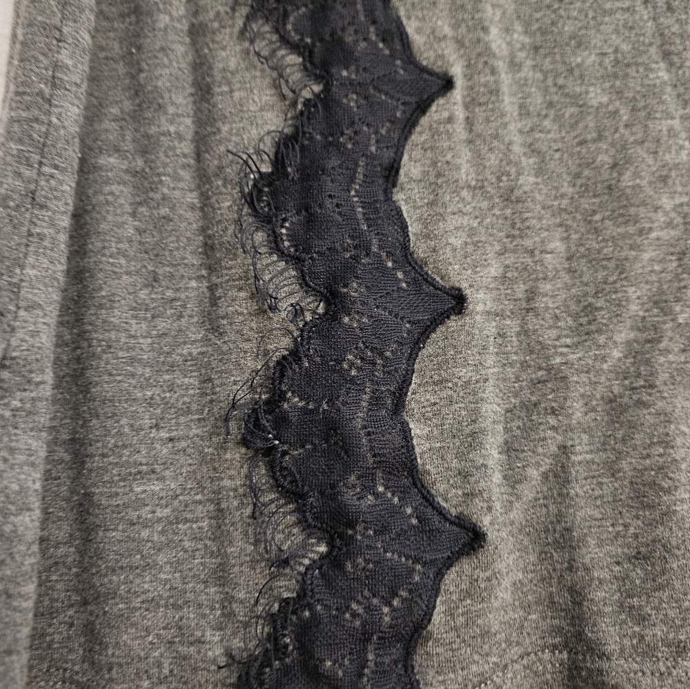 LOFT Gray Sleeveless Top with Black Lace Detail Goth Grunge Medium - Picture 3 of 10